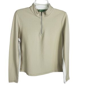 Tail Tech Golf Beige White Textured 1/4 Zip Long Sleeve Pullover Women’s Medium